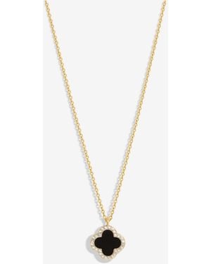 Jon Richard Tone Jet Clover Pendant Necklace - White