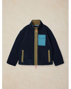 White Stuff Borg Zip Through Sweat Top - Blue