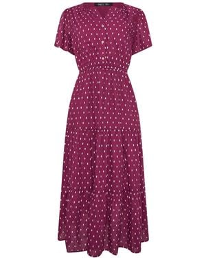 M Com Dobby Tiered Maxi Dress - Purple