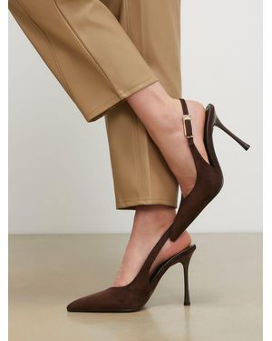 River Island Wide Fit Faux Suede Sling Back Court Shoes - Natur