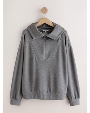 Next Dark Half Zip Jersey Sweatshirt - Gray