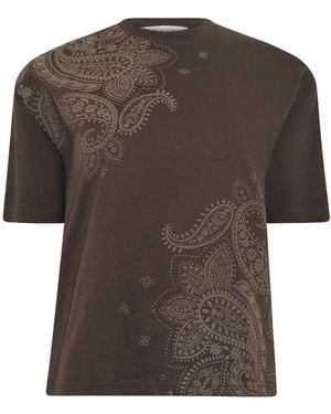 PixieGirl Petite Puff Paisley Short Sleeve T-Shirt - Brown