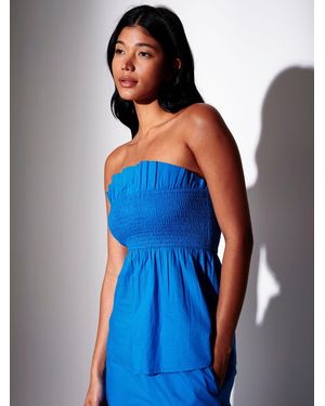 South Beach Smocked Bandeau Longline Top - Blue