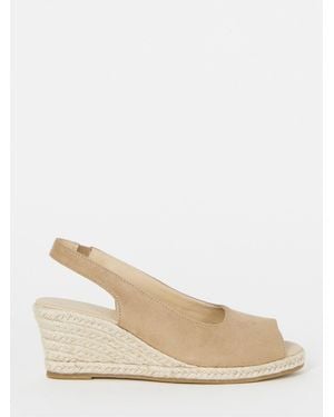 JD Williams Wide Fit Peep Toe Slingback Espadrille Wedges - Natural