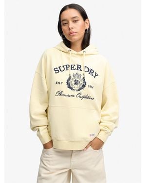 Superdry Luxe Casual Embroidered Relaxed Hoodie - Natural