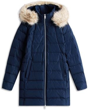Tommy Hilfiger Faux Fur Hood Down Puffer Coat - Blue