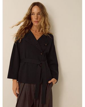 Monsoon Bess Belted Knit Jacket - Black