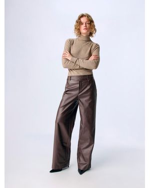 Object Chocolate Wide Leg Pu Coated Pants - White