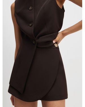 River Island Wrap Button Tailored Skirt - Black