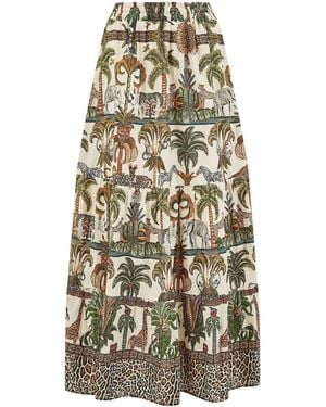 Yumi' 100% Cotton Voile Safari Midi Skirt - White