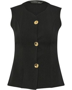 PixieGirl Petite 3 Button Sleeveless Top - Black