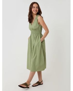 Threadbare Ruched Waist Denim Midi Dress - Green