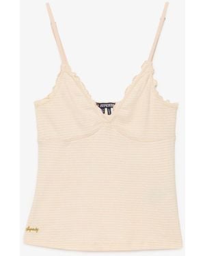 Superdry Light Light Stripe Waffle Cami Top - Natural