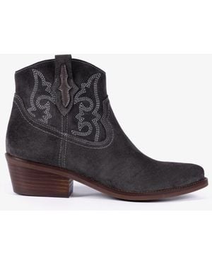 Penelope Chilvers Cassidy Suede Western Ankle Boots - Black