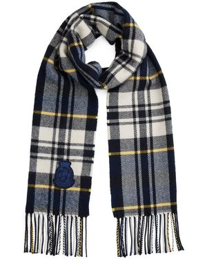 Tommy Hilfiger Th Crest Check Scarf With Cashmere - Blue
