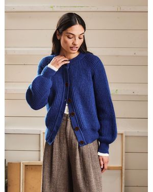 Celtic & Co. British Wool Ribbed Cardigan - Blue