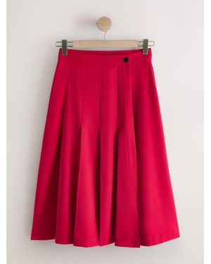 Next Midi Pleated Skirt - Red