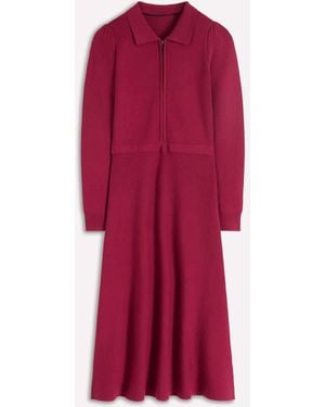 Boden Fiona Zip Front Knitted Dress - Red