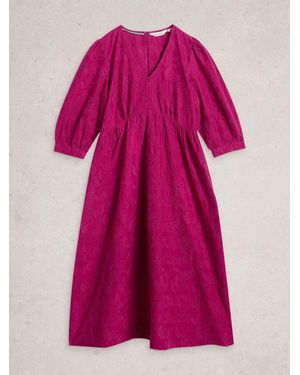 White Stuff Lucy Embroidered Cord Dress - Pink