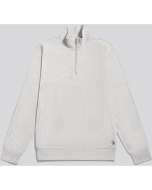 U.S. POLO ASSN. U. S. Polo Assn U. S. Polo Assn. Brushed Twill Quarter Zip Funnel Neck Sweatshirt - White