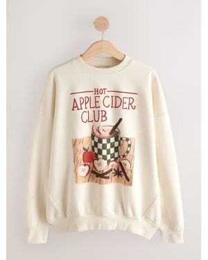 Next Ecru Autumnal Apple Cider Graphic Sweatshirt - Natural