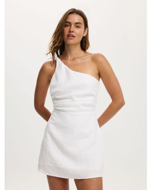 Cotton On Linen Luxe One Shoulder Dress - White