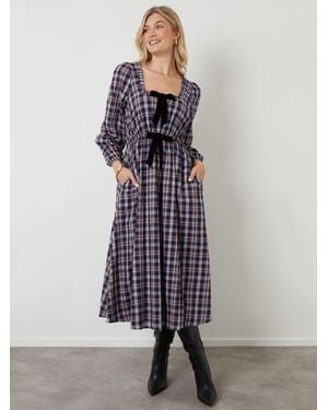 ANOTHER SUNDAY Milkmaid-Midikleid Mit Schleifendetail - Grau