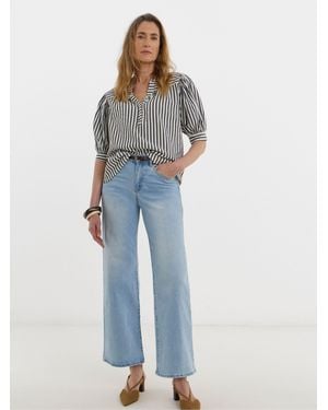 JD Williams Stripe Short Sleeve Tunic Top - Blue
