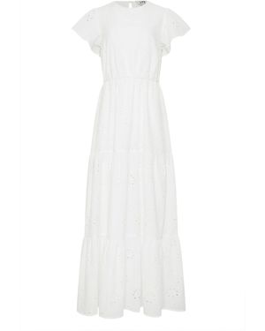 Long Tall Sally 100% Cotton Broderie Flutter Sleeve Maxikleideu 44 Tall (Uk 14 T) - Weiß