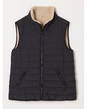 FatFace Fatface Luna Reversible Padded Borg Fleece Gilet - Black