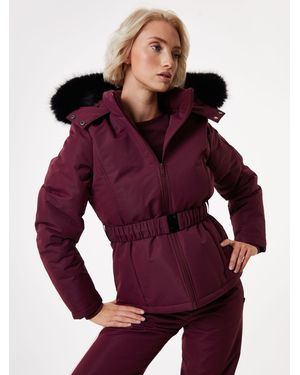Threadbare Belted Padded Ski Jacket - Red