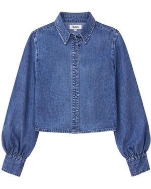 Ro & Zo Tencel Denim Cropped Shirt - Blue