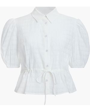 French Connection Shanaya Bluse Aus Seersucker Mit Kordelzug - Weiß