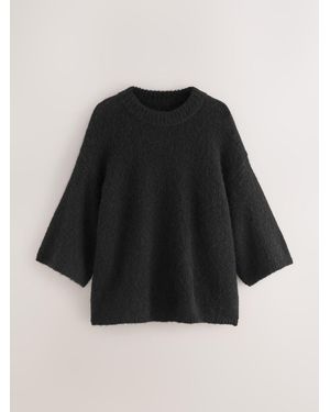 Nothing Ordinary Alpaca Wool Blend Short Sleeve Knitted Top - Black
