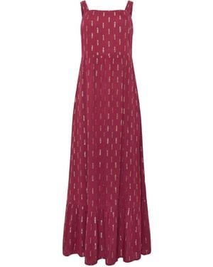 M Com Foil Shirred Back Maxi Dress - Purple