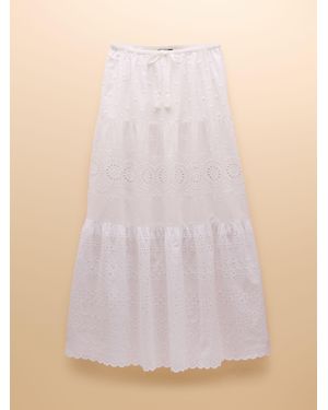 Joules Broderie Tiered Maxi Skirt - Natural