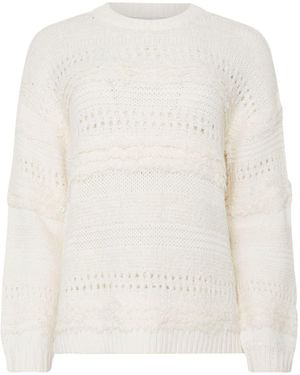 M Com Textured Boucle Sweater - White