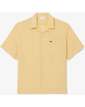 Lacoste Relaxed Fit Short Sleeved Linen Shirt - Gelb