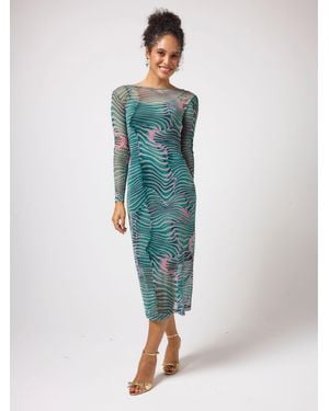 Scamp & Dude Tiger Moth Mesh Midi Dress - Green