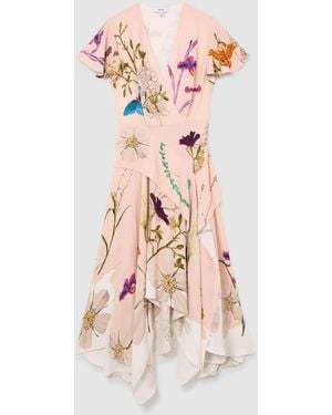 Reiss Verity Nybg Printed Handkerchief-Hem Dress - Pink