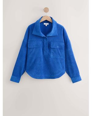 Next Cobalt Soft Corduroy Funnel Overhead Shacket - Blue