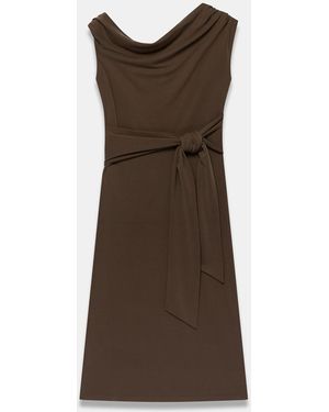 Mint Velvet Tie Detail Midi Dress - Brown