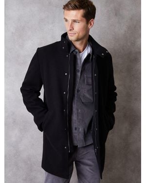Threadbare Longline Faux Wool Funnel Neck Coat - Gray