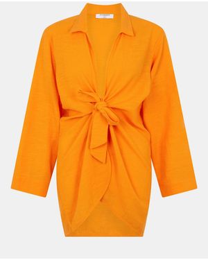 Accessorize Tie Beach Cover Up Shirt - Orange