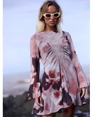 Religion Corinne Cute Mini Dress With Flute Sleeve - Purple