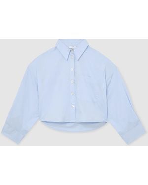 Reiss Solenge Cotton Cropped Long-Sleeve Shirts - Blue