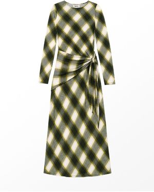 Ro & Zo Check Scarf Waist Dress - Green