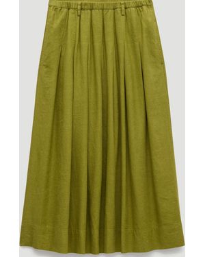 Hush Ivy Pleated Linen Blend Midi Skirt - Green