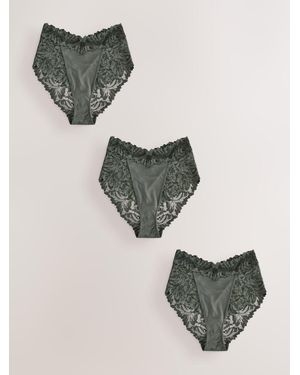Next High Waist High Leg Ultimate Comfort Lace Panties 3 Pack - Metallic