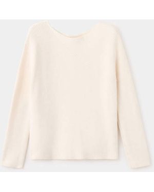 Mango Slash Neck Lightweight Knitted Jumper - Natural